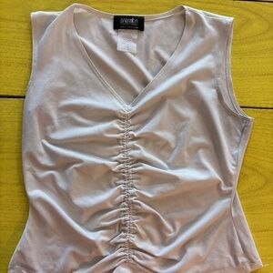 vintage white cream ruched tank top